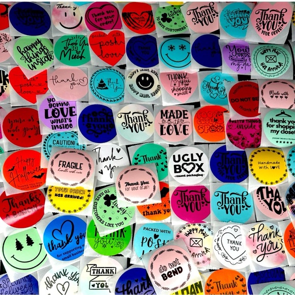 100 thank you stickers mystery bag bundle mix thank you 2" - Picture 9 of 12